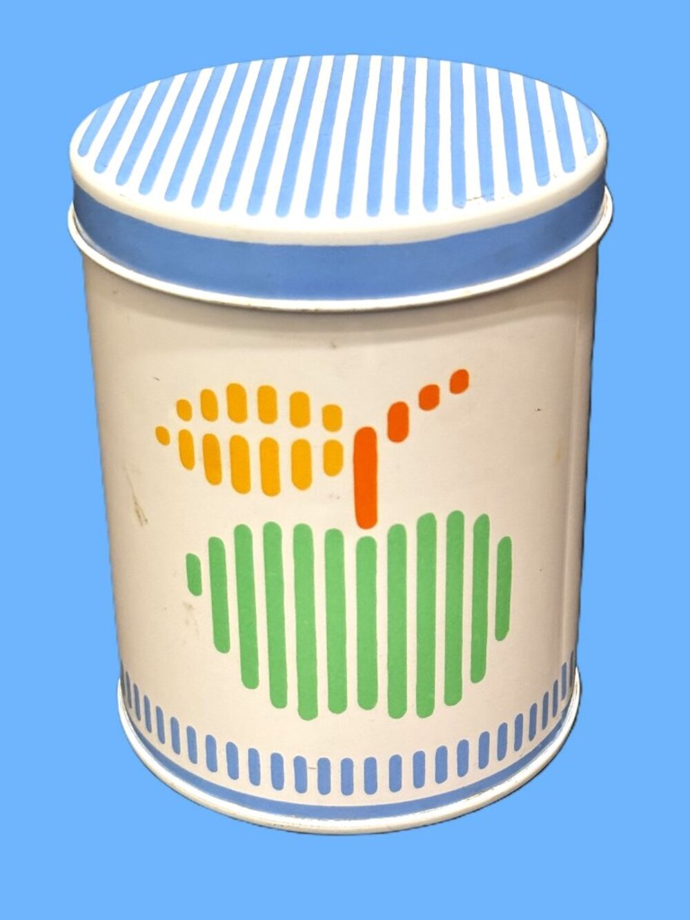 Regency Ware MCM Fruit Tin Cylinder Canister, England, Vintage Circa 1950s